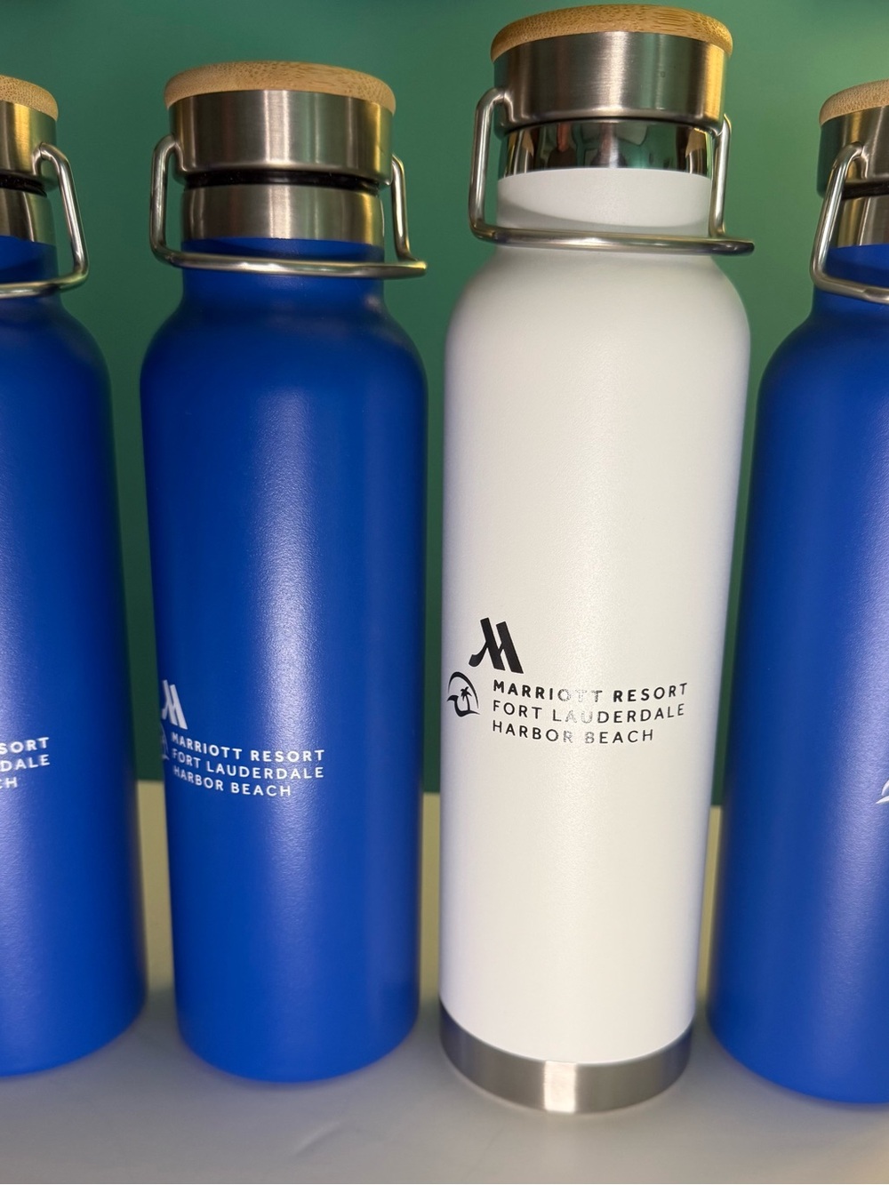 Four Marriott Resort Insulated Water Bottles — White and Blue